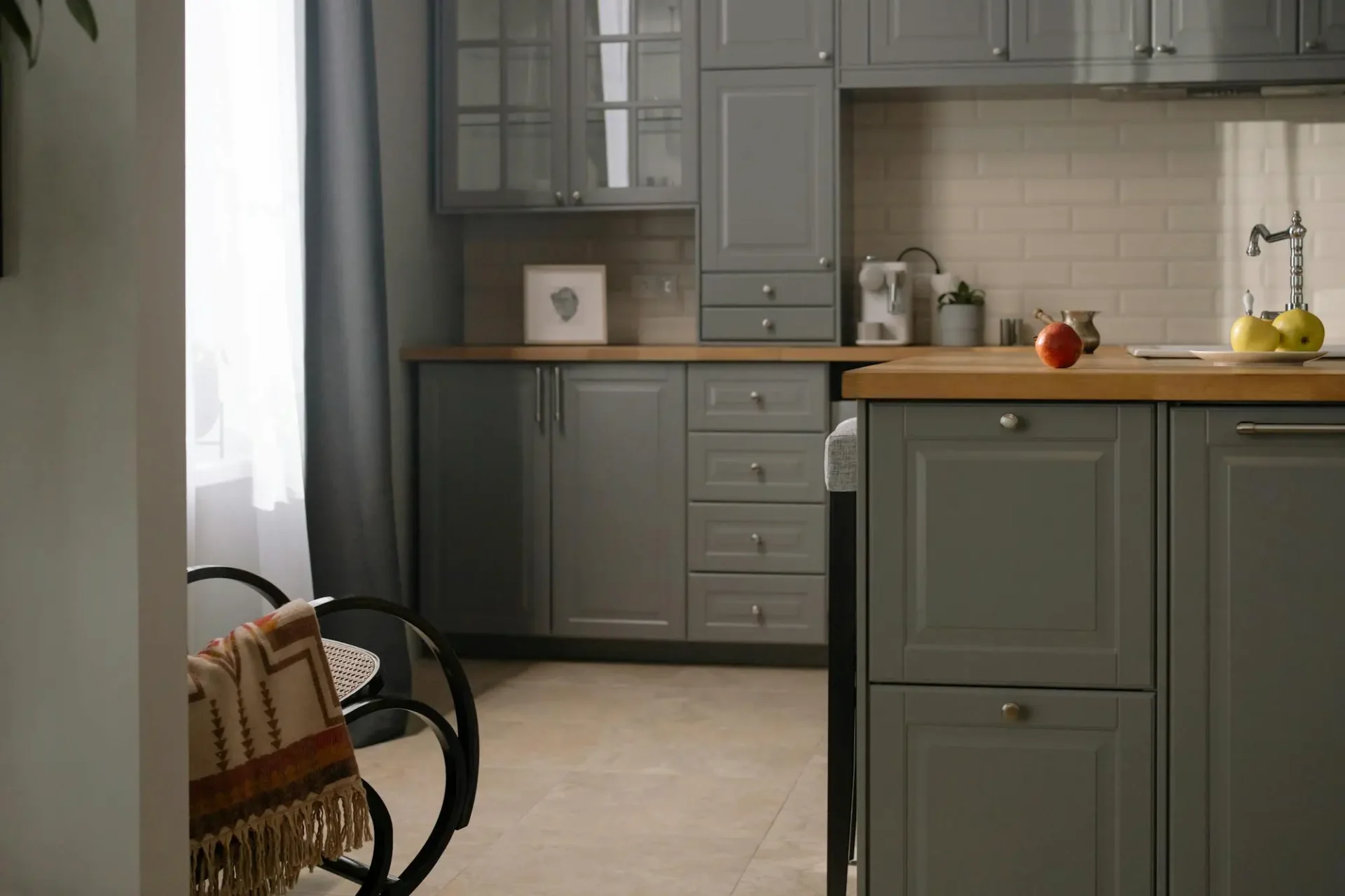 gray kitchen cabinets