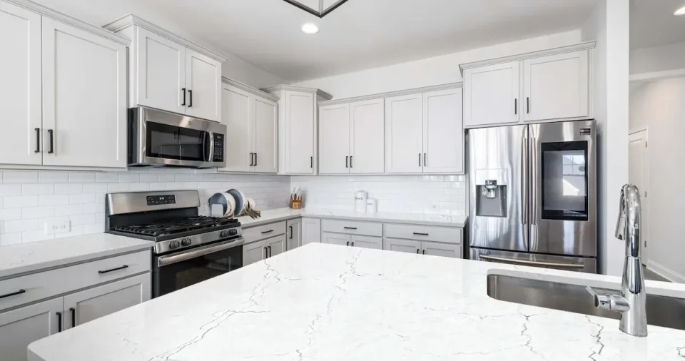 light gray and white spectrum counter top view from top