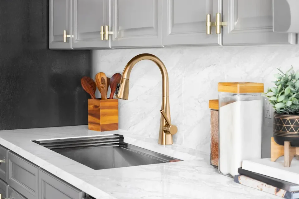 light gray and white spectrum counter top up close